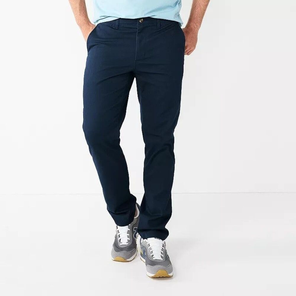 Sonoma Slim Fit Chino Pants Mens 32x34 Blue Flexwear Waist Stretch NEW